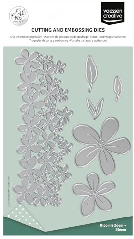 Vaessen Creative Stanz- und Prägeschablonen Set Blumen (Bloom) - 6 Cutting Dies - Bastelzubehör für Stanzmaschine, Karten Basteln und Scrapbooking, Silber