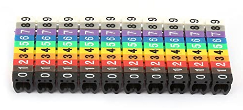 MENDUNER Tubos Numéricos de Cables Eléctricos 6 mm² | Marcadores de Cables con Clamp/Holder de 100 Piezas con Etiquetas Codificadas por Colores (#3)