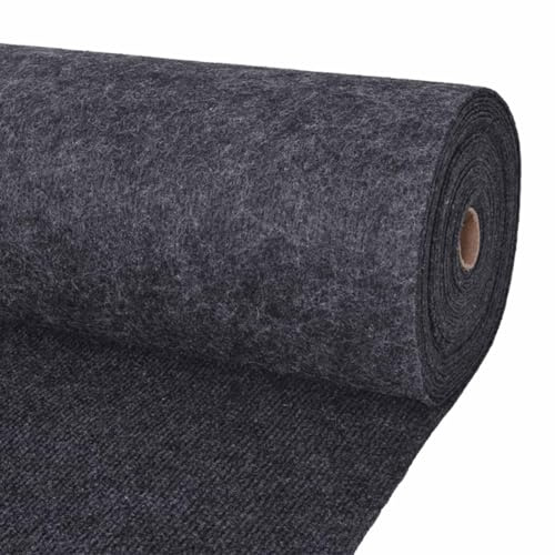 Foknhdi Tappeto passatoia antracite 1,2 x 20 m, moderno in poliestere con trama a coste, robusto rotolo per corridoio e ingresso, rettangolare e opaco