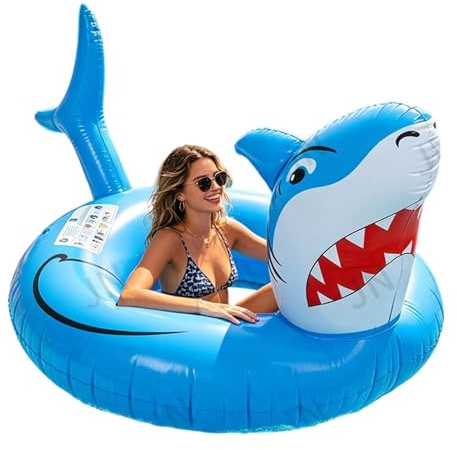 yybng Spaß Pool Hai für Erwachsene | Aufblasbarer Schwimmreifen | Sommer-Sonnenbade-Lounger für Damen & Herren,Für Urlaub, Reisen, Outdoor, See, Fluss, Wasserpark-Party