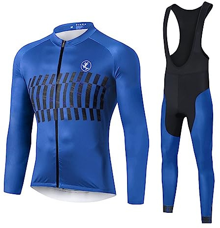 UGLY FROG Thermo Fahrradtrikot Langarm Pro T - Winter Radtrikot - Full Zip - Winddicht - Reflektoren+Lange Bib Hosen Gel Pad Winter Triathlon Clothes Set