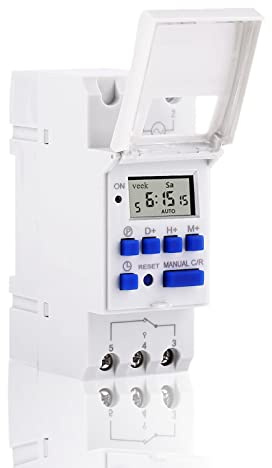 Akozon - Temporizador programable Digital con Pantalla LCD, Interruptor horario programable semanal, relé Temporizador, 16 y 16 Off (12 V)