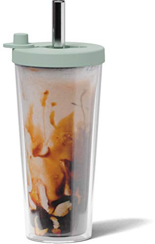 Dodoko Reusable Boba Cup and Straw Boba Tea Cup Bubble Tea Cup and Straw Reusable Iced Coffee Cup Cold Coffee Cup Smoothie Cup with Lid and Straw Smoothie Cup to go Smoothie Tumbler 17 oz - Green