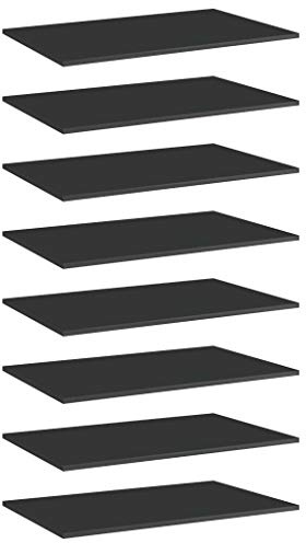 vidaXL 8 x Bookshelf Panels for Bookshelves - Wall Storage - Glossy Black - 80 x 50 x 1.5 cm - Chipboard