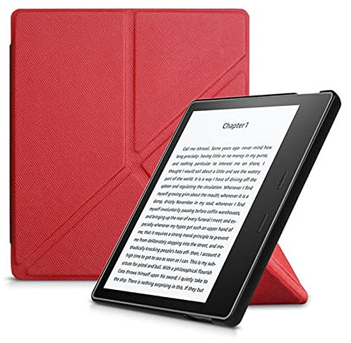 DLRSET E-book Protective-Shell, PU Leather Origami Case For 7 Inch Kindle Oasis (9th-10th Generation,2017-2019 Release) Slim Flip Cover Case Ebook Reader (Color : Red)