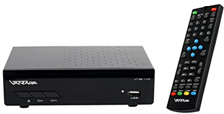 Sky Vision VT-92 DVB-T/T2 mottagare, mottagning av alla fria SD och HD DVB-T2-stationer, digital, full HD 1080p, HDMI, SCART, mediaspelare, USB 2.0, svart