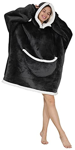 JOREAY Übergroße Hoodie Decke mit Ärmeln für Damen Herren, Sherpa Kuschelig Deckenpullover, XXL Deckenhoodie Kuschelhoodie