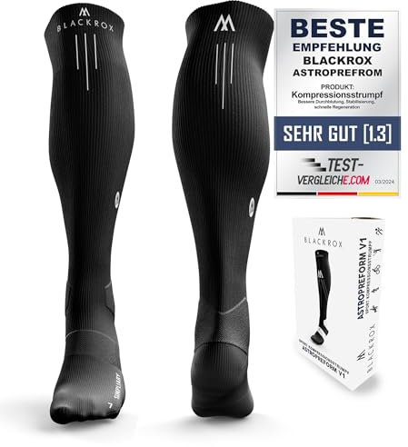 BLACKROX Kompressionsstrümpfe [Vergleichssieger 2024] Gr. S-XL | Für Damen & Herren | Laufstrümpfe | Perfekt für Sport, Radfahren, Joggen & Wandern | SIMPLIARY | Schwarz Gr. L-XL