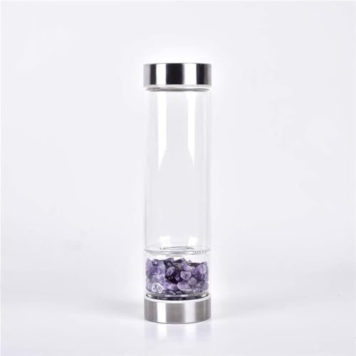 Bottiglia D'acqua in Vetro Con Gemma Di Cristallo Naturale Per Realizzare Una Bottiglia Di Acqua Gemma Infusa Con Elisir Di Cristallo Di Quarzo Naturale Crystal Point Energy 550 Ml