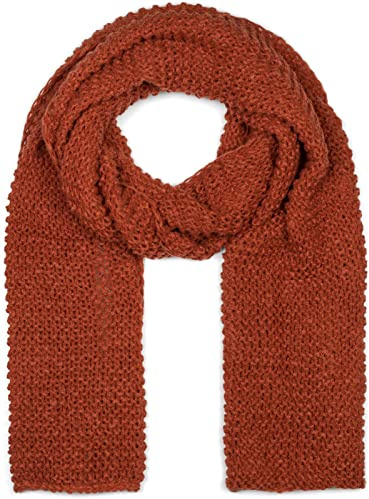 styleBREAKER Femme Longue écharpe en tricot avec motif de vagues, chaude écharpe d'hiver en tricot Couleur unie 01018168, couleur:Fauve