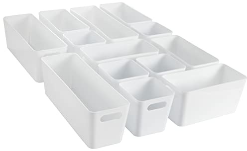 13 Teile Organizer Set 10cm hoch weiß Boxen 3 Größen für Schubladen 40x60cm