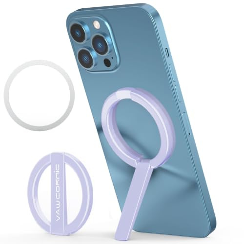 VAWcornic Magnetisk telefonringhållare för MagSafe, magnetiskt telefongrepp telefonstativ i metall för iPhone 13, 12/12 Pro/12 Pro Max/12 Mini, kompatibel med magnetiskt bilfäste - Lila