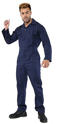 The Fancy Dress Mens Coverall Boiler Jumpsuit - Scary Halloween Costumes For Adults Size (Navy, Medium)