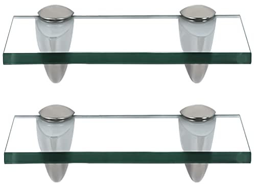 Vigevee 2X Glasablage Glasregal, Glas Glasablage Klarglas mit Wandhalterung&8mm ESG Sicherheitsglas und Halterung, perfekt geeignet als Duschregal/Badablage für Bad, Küchen,Balkon (20x10x0.8 cm)