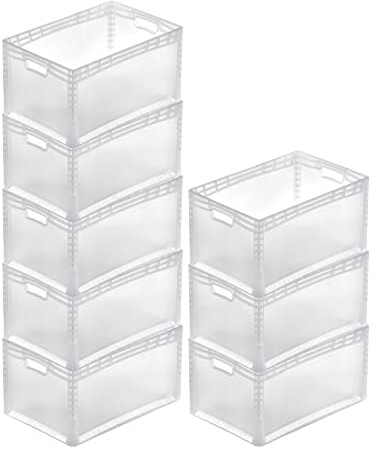 PROREGAL SuperSparSet 6x Transparenter Eurobehälter LightLine mit offenem Griff | HxBxT 32x40x60cm | 66 Liter | Eurobox, Transportbox, Transportbehälter, Stapelbehälter