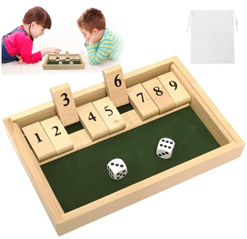 71Nmly Shut The Box Spiel,2Spieler Shut The Box Würfelspiel Holz Tisch Spiel,Klassisches Würfelspiel aus Holz Gesellschaftsspiele,Mastermind Spiel für Kinder und Erwachsene,Fairy Wings Toy