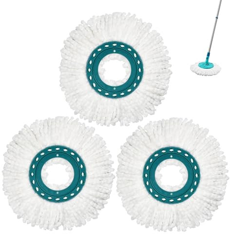 DLAIMI Lot de 3 Têtes de Rechange Microfibre Compatible avec Leifheit Clean Twist Disc Mop Système
