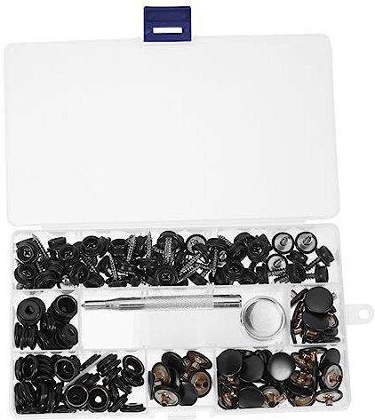 VILLCASE 15mm Metall Druckknopf Mit Werkzeug Schwarz Robuste Snap Befestigung Für Kleidung Zelte Und Mehr Für Innen Und Außenbereich 50 Stück 2 Werkzeuge Aufbewahrungsbox