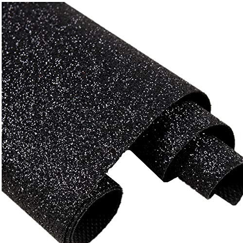 DHHOUSE Selbstklebende schwarze Glitzer-Tapete, abziehen und aufkleben, glitzernde Stoffrolle (schwarz), F34G5