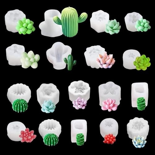 Attuslla 18 Stück 3D Blume Silikon, Silikonform für Sukkulenten, 3D Blume Epoxidharz Formen Rose Silikon Form Kristall Silikonform für Epoxidharz, Kerze, Seife