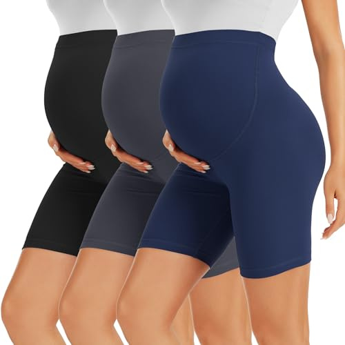 VALANDY Maternity Shorts Over Belly Biker Shorts High Waisted Short Leggings Athletic Workout Running Yoga Pregnancy Pants