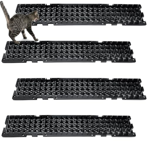 Nuanchu 12 Pieces Cat Deterrent Mat Cat Repellent Mat with Spikes Keep Dogs Off Counter Anti Pet for Outdoor Indoor Plants Garden Sofa Window(16.5 x 3.3 Inch,Black)