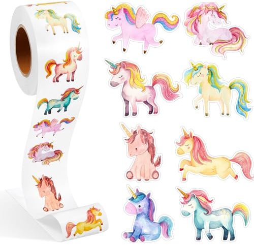 Qeeenar 500 Pcs Unicorn Stickers Roll, Reward Stickers for Kids