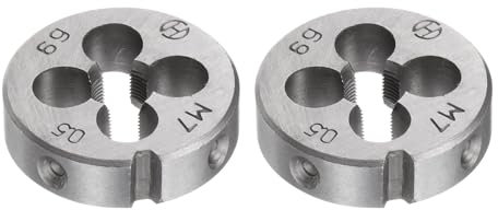 QUARKZMAN 2Pcs Jeu de Filières Rondes, Filetage Métrique M7 x 0.5 (Droite), Acier Allié pour Outil de Coupe de Vis de Réparation
