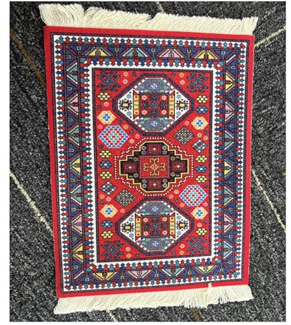 Mini Teppich Mauspad mit Quaste Oriental Persian Mouse Pad 28x18 cm | Kreative Orientteppich Muster, Perserteppich, Rutschfeste Gummibasis, Kleiner Teppich Tisch Mousepad, Matte