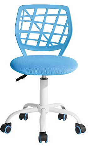 FurnitureR Chaise de Bureau Moderne, Siège d'ordinateur Design Réglable, Chaise de Travail Pivotante sans Accoudoir, Salle D'étude pour Enfants, Bureau à Domicile, Bleu