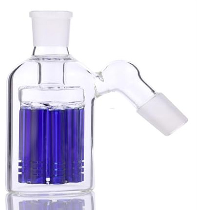 Portacenere in vetro da 14 mm, con contenitore in silicone, per tubi di fumo, filtri, gorgogliatori d'acqua e posacenere (blu)