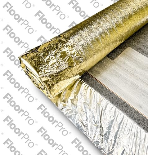 Smoothfit 5mm Sonic Gold Underlay Acoustic and Insulation Underlay for Wood or Laminate Flooring Barrier Plus Insulation Foil Damp Proof Membrane Underlayment (1metres x 7.5metres (3ft 3 x 24ft 6))