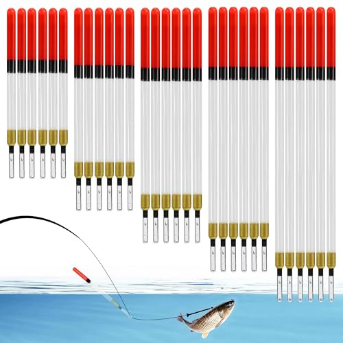 30 Pcs Fishing Tackle Fishing Floats Wagglers Clear Waggler Floats Straight Insert Fishing Transparent Pipe Drift Loaded Coarse Tube Match Pleasure Lake Thin Thick Tips for Fishing Supplies 5 Size