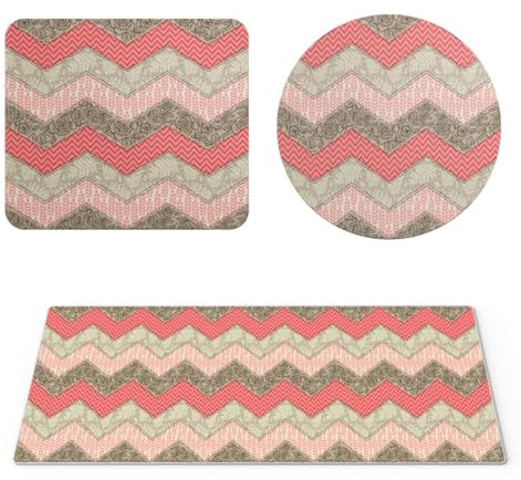 EHOMERY Mauspad Quadratisch XXL Mousepad Orientteppich Retro-Streifen Gaming Mauspad Klein Mit Motiv Mousepad - 3 Pack [30x80 cm, 20x24 cm and Dia 20 cm]