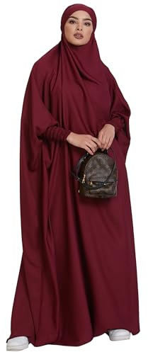 Zofocy Women One-Piece Muslim Abaya Dubai Islam Hijab Robe Solid Lady Prayer Hoodied African Dress