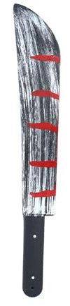 The Fancy Dress Halloween Bloody Knife Cleaver Prop with Fake Blood Detail, DIY Scary Decor Zombie Weapon Horror Party Cosplay Props Costume Accessories, (50CM Weapon Machete Blooded)