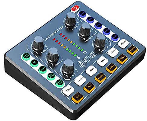 CVNIMV Mini Carte de mixage sonore Bluetooth, Carte Son en Direct avec Divers Effets sonores, changeur de Voix en Direct pour l'enregistrement de Musique, la Diffusion de Chant