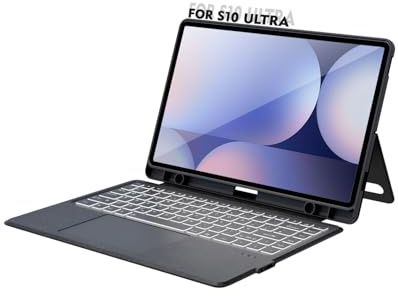 Doohoeek Keyboard Case for Samsung Galaxy S10 Ultra/S9 Ultra/S8 Ultra 14.6 Inches, Bluetooth Wireless Detachable Type Cover, Multi-Touch Trackpad & Backlit Keyboard & S Pen Holder