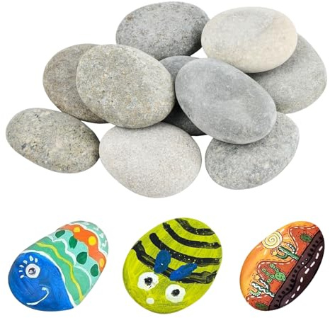 Husalsea 10er-Pack Steine Zum Bemalen, Flache Steine FüR DIY-Kunstprojekte, DIY-Dekorationssteine