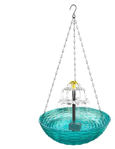 Mangiatoia per uccelli da bagno, mangiatoia esterna per uccelli con fontana – mangiatoia per uccelli da giardino ciotola per vasca per uccelli per balcone, esterno, cortile