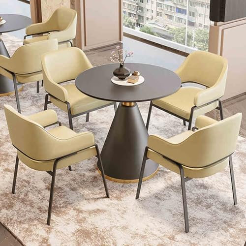 Modernes Büro-/Empfangsraum-Club-Tisch-Set für 4 Personen mit platzsparendem Esstisch, Konferenztisch und gepolsterten Sitzen, ideal für Zuhause oder Wohnung (weiß)