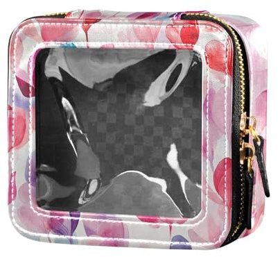 ZRWLUCKY Cyclamen Mini trousse de maquillage transparente étanche pour voyage Motif fleurs de persicum, Cyclamen Fleurs de Persicum