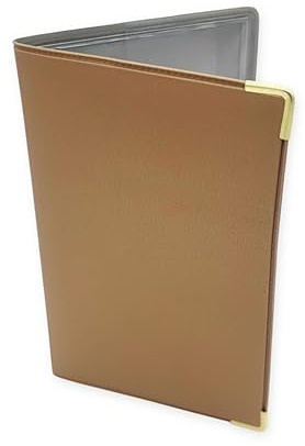 Nemau - Portapapel para vehículo con 2 solapas para permiso y seguro + funda de 3 solapas transparente para tarjeta gris, material de goma expandida, color beige metalizado, fabricado en Francia,