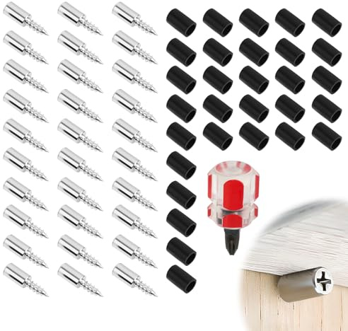 FunWorth 30 Stück Regalbodenträger, Einlegeboden Halterung 5mm mit Schraubendreher, Rostfreie Metall Halter für Regalböden, Kleiderschrank Regalbrett Halterung, Fachbodenträger für Küche, Wohnzimmer