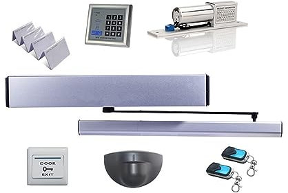 Motor Puerta Corredera, 100 kg de peso hacia adentro abridor de puerta abatible automático/abridor de puerta abatible teclado de cierre, cerradura de puerta, Sensor infrarrojo,para puerta(Kit 4)