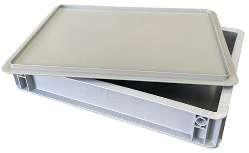 Solent Plastics Pizza Bread Dough Proofing Tray complete with Lid - 40 x 30cm x 7.5cm - Fits in domestic fridges!