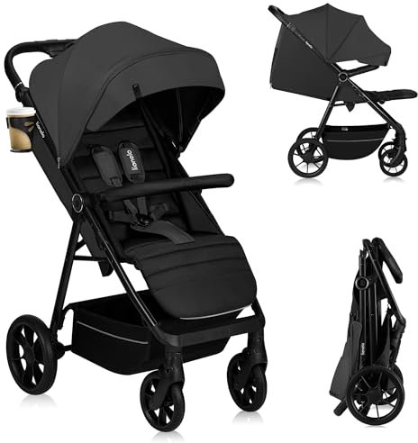 LIONELO MIRA Buggy bis zu 22 kg von 6 Monaten bis 4 Jahren Schwenkbare 360° Räder Volle Stoßdämpfung Verstellbare Rückenlehne und höhenverstellbares Verdeck XXL UPF50+ Großer Korb bis zu 3 kg