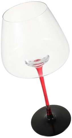 TOPPERFUN Calici da Vino Borgogna in Cristallo 710ml con Stelo Rosso, Presa Confortevole, per Degustazione e Feste