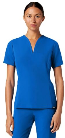 JAANUU Calix Women’s V-Neck Scrub Top – UltraLAST 4-Way Stretch, Moisture-Wicking, 2 Pockets Fit & Flare Medical Uniform Top - Royal Blue, Medium