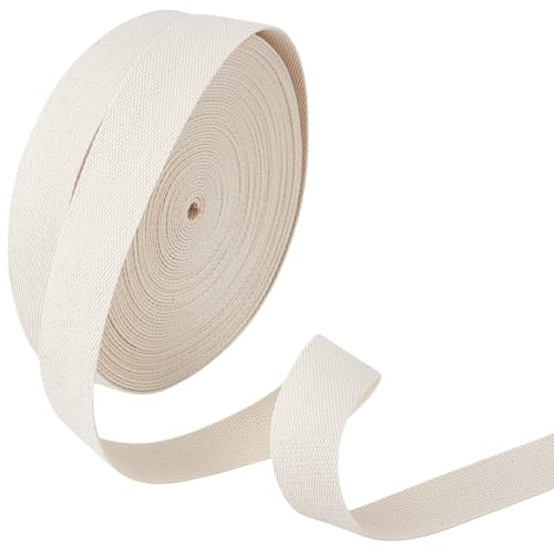 BENECREAT 16.74 m Baumwoll Gurtband 40mm Breites Schweres Köperband Fischgrätenmuster Nähband Für Heimwerkerarbeiten Basteln Nähen Beige Heimtextilien